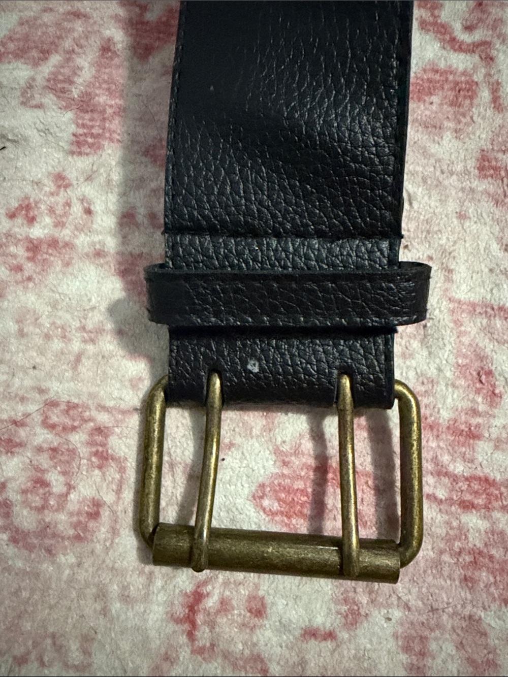 Black Grommet Leather Belt with Brass Buckle - Men - Picture 3 of 4